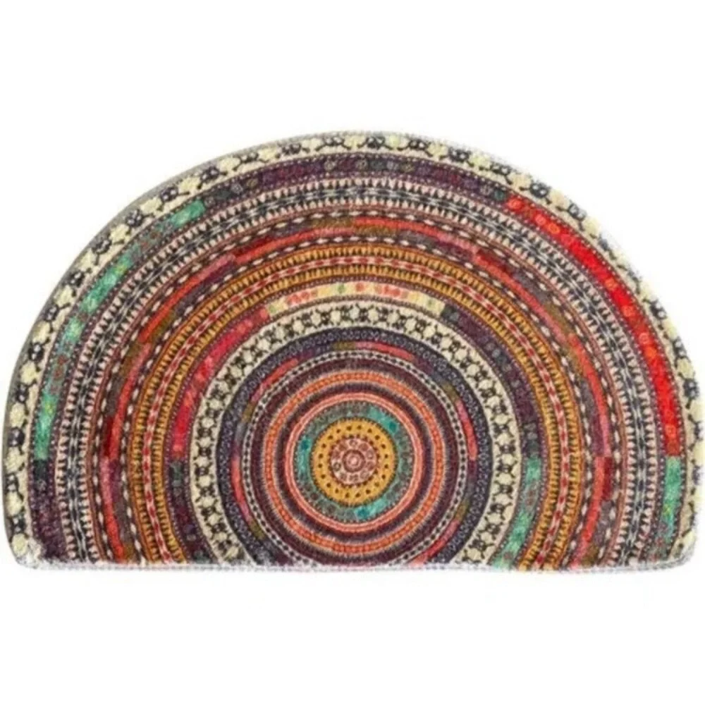 Half Round Door Mat,SemiCircle Bathroom Floor Rug,Mandala Boho Bohemian Non-Slip